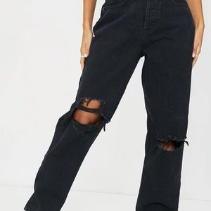 Black Wide Leg Ripped Jeans